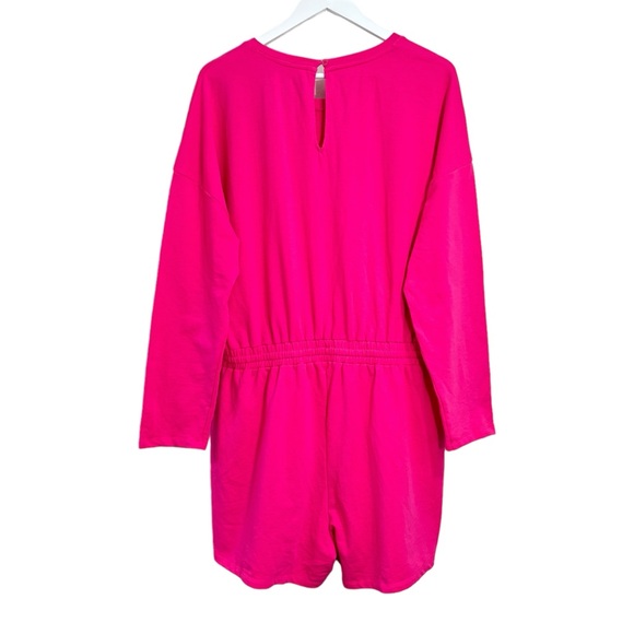 NY&C Bright Pink Long Sleeve Heavyweight Stretch Waist Romper Womens Size XL NWT - Picture 9 of 13